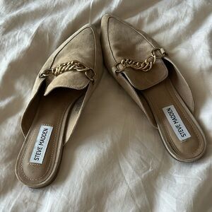 Steve Madden open heel mules with gold chain